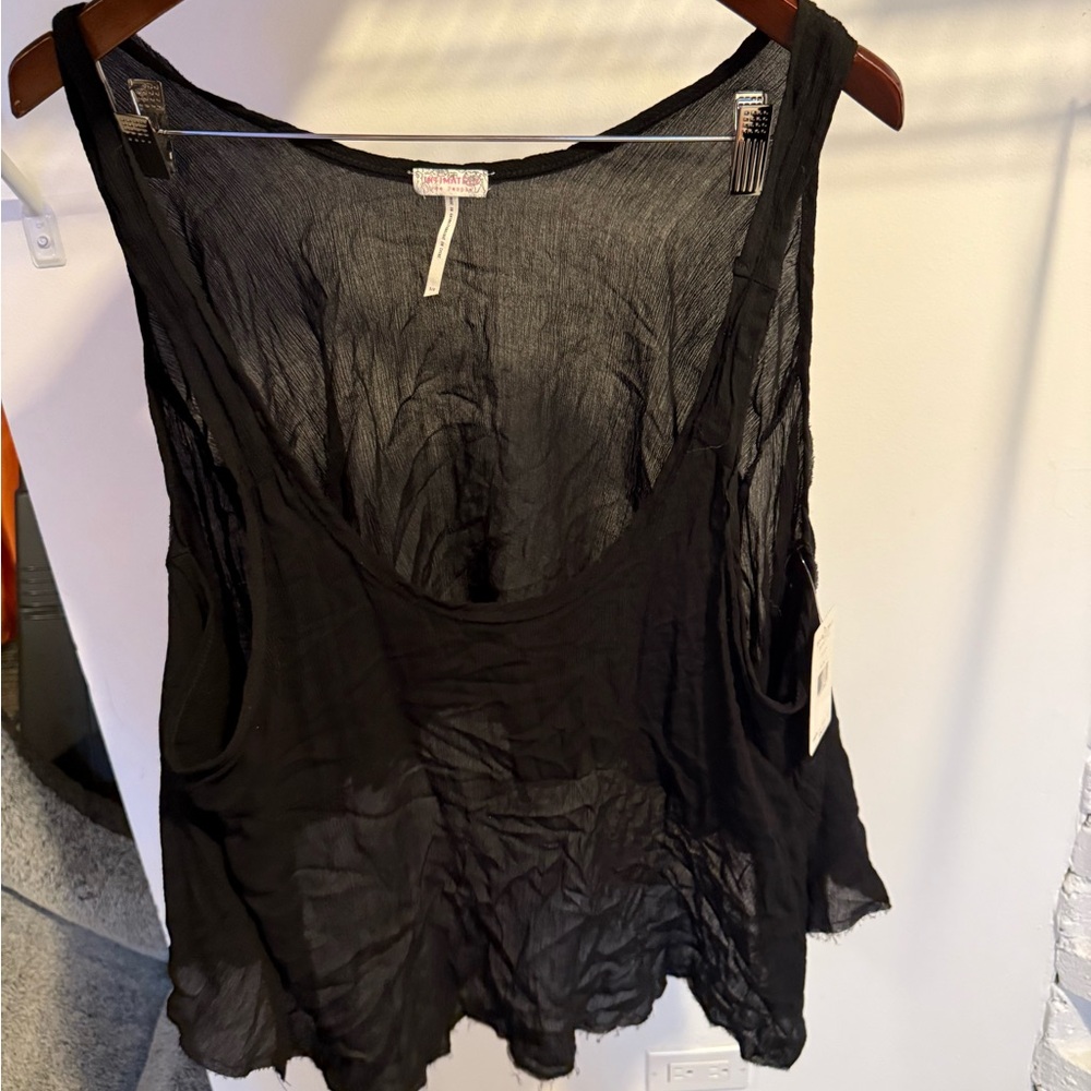 Free People Black Asymmetrical Tank Top